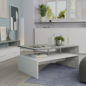 Vicco Tavolino da salotto Cemento/Bianco 90 x 52.6 cm