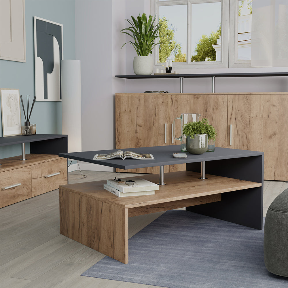 Vicco Tavolino da salotto Antracite/quercia dorata 90 x 52.6 cm