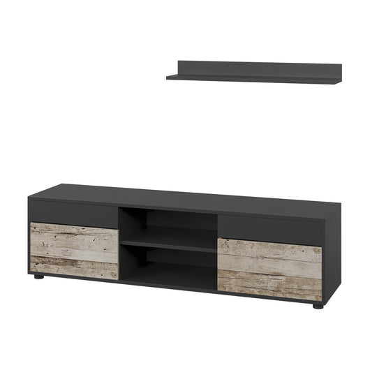 Vicco Parete attrezzata soggiorno Rovere nero/sabbia 2 parti