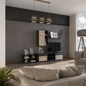 Vicco Parete attrezzata soggiorno Rovere nero/sabbia 2 parti