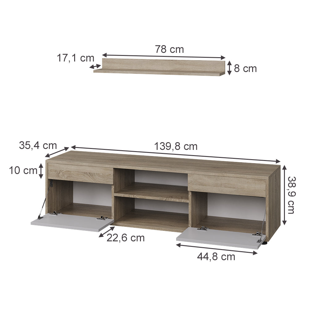 Vicco Parete attrezzata soggiorno Sonoma/Bianco 2 parti