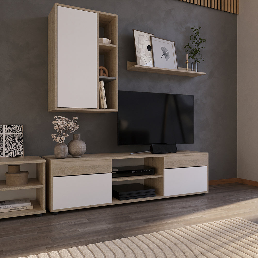 Vicco Parete attrezzata soggiorno Sonoma/Bianco 2 parti