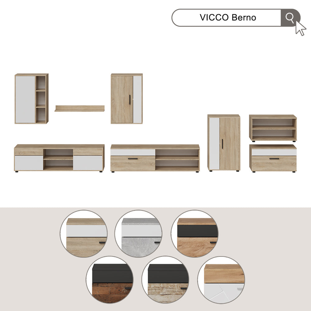 Vicco Parete attrezzata soggiorno Sonoma/Bianco 2 parti