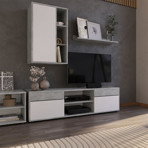 Vicco Parete attrezzata soggiorno Cemento/Bianco 2 parti