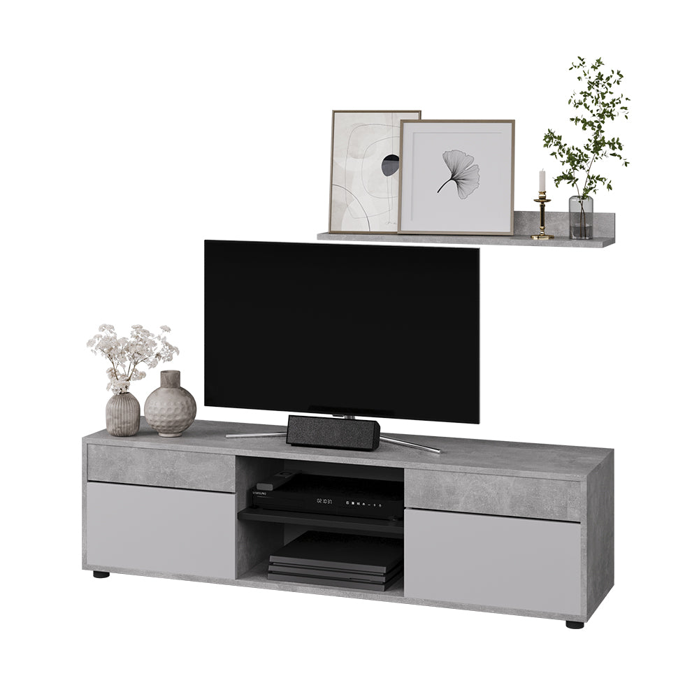 Vicco Parete attrezzata soggiorno Cemento/Bianco 2 parti