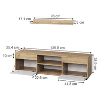 Vicco Parete attrezzata soggiorno Quercia dorata/bianco 2 parti