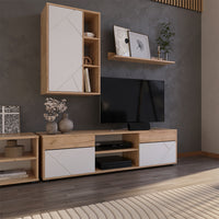 Vicco Parete attrezzata soggiorno Quercia dorata/bianco 2 parti