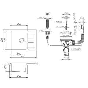 Bergström Lavello Nero 62 x 50 cm