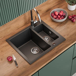 Bergström Lavello Nero 58 x 50 cm con 2 lavelli