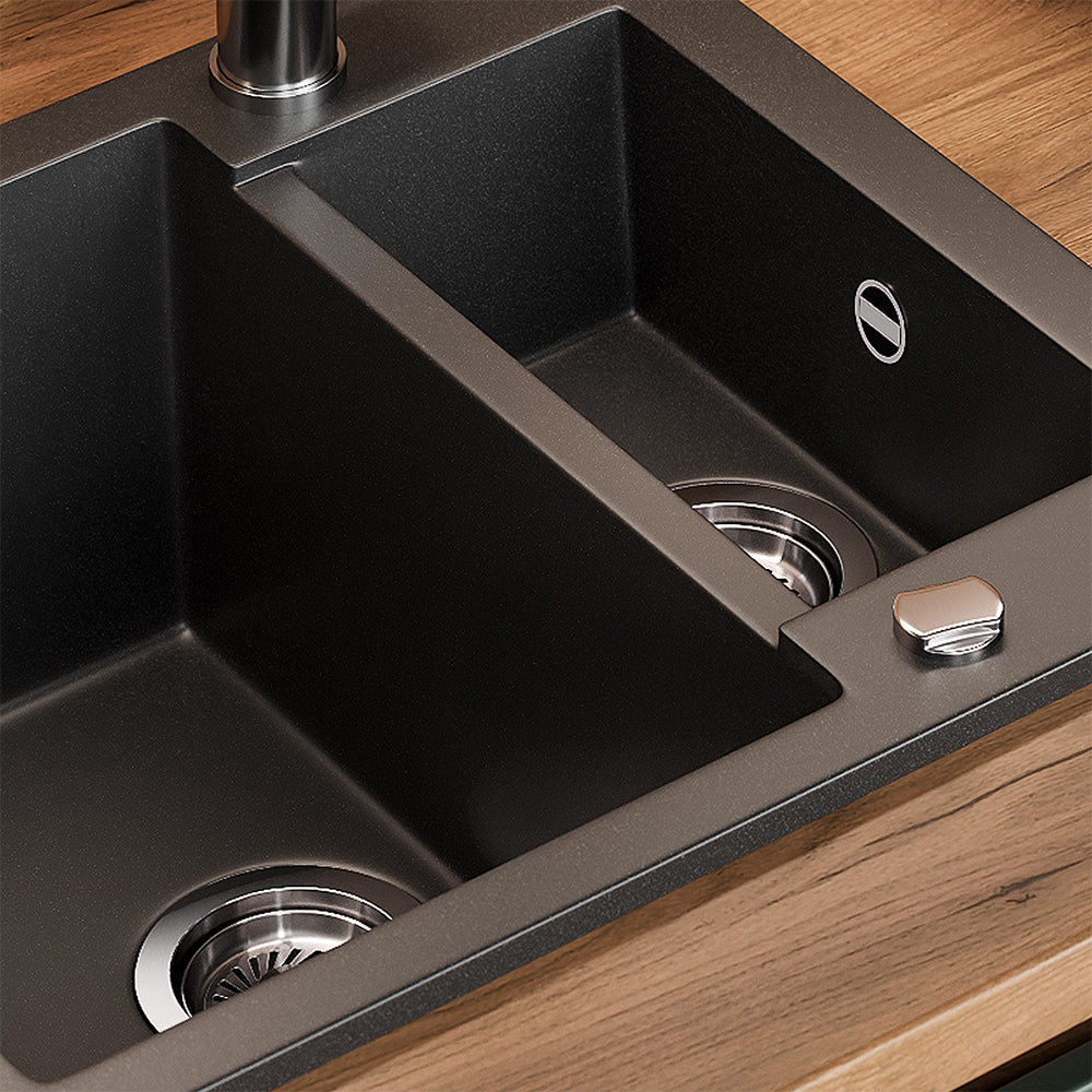 Bergström Lavello Nero 58 x 50 cm con 2 lavelli