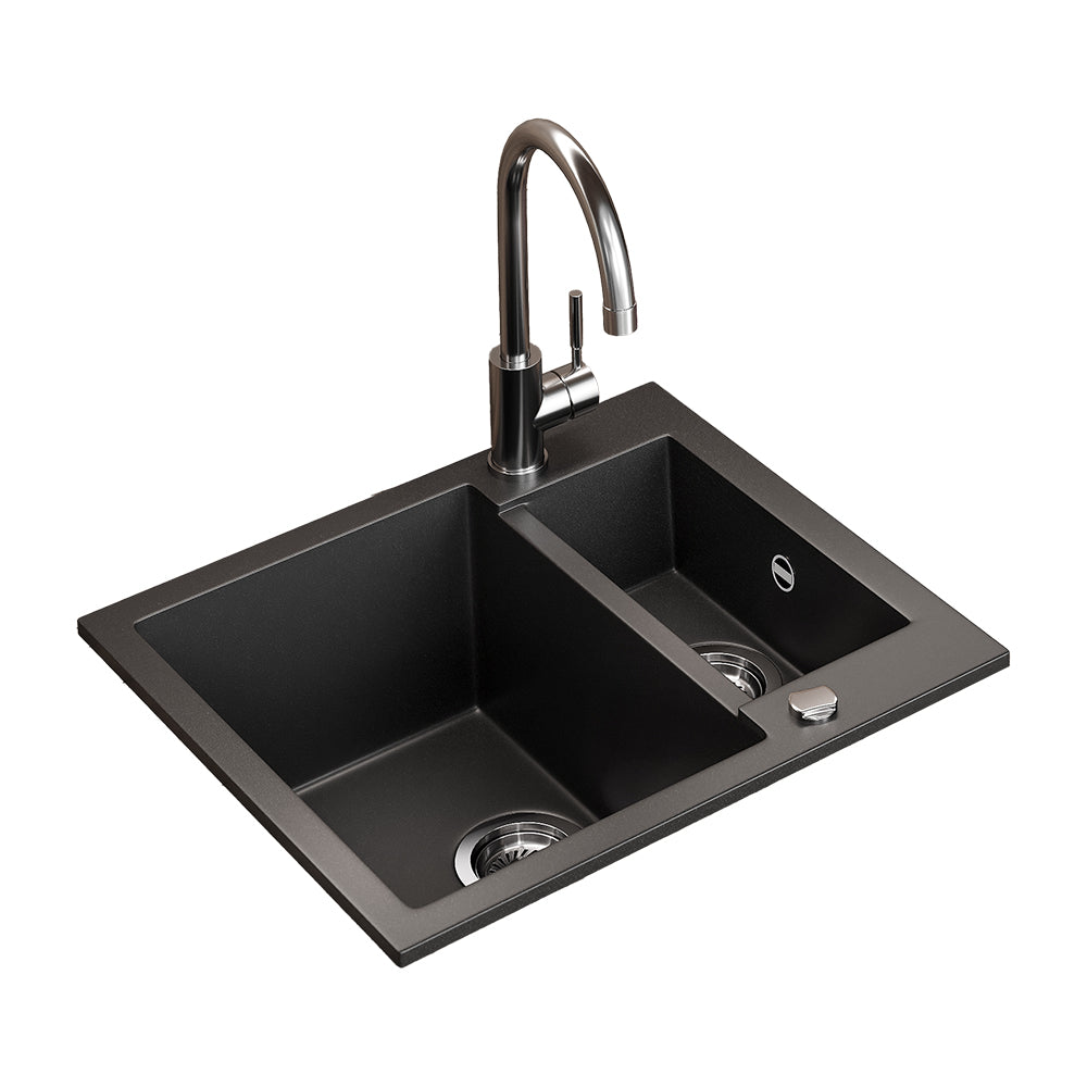 Bergström Lavello Nero 58 x 50 cm con 2 lavelli