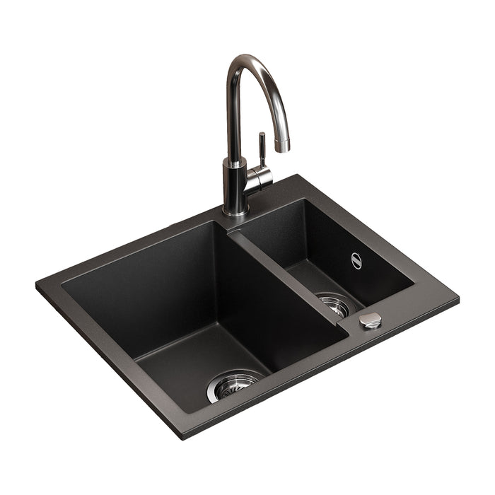 Bergström Lavello Nero 58 x 50 cm con 2 lavelli