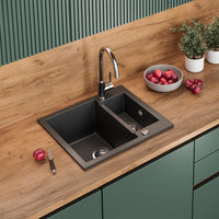 Bergström Lavello Nero 58 x 50 cm con 2 lavelli