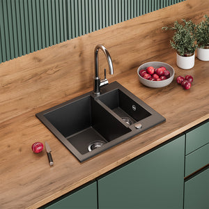 Bergström Lavello Nero 58 x 50 cm con 2 lavelli