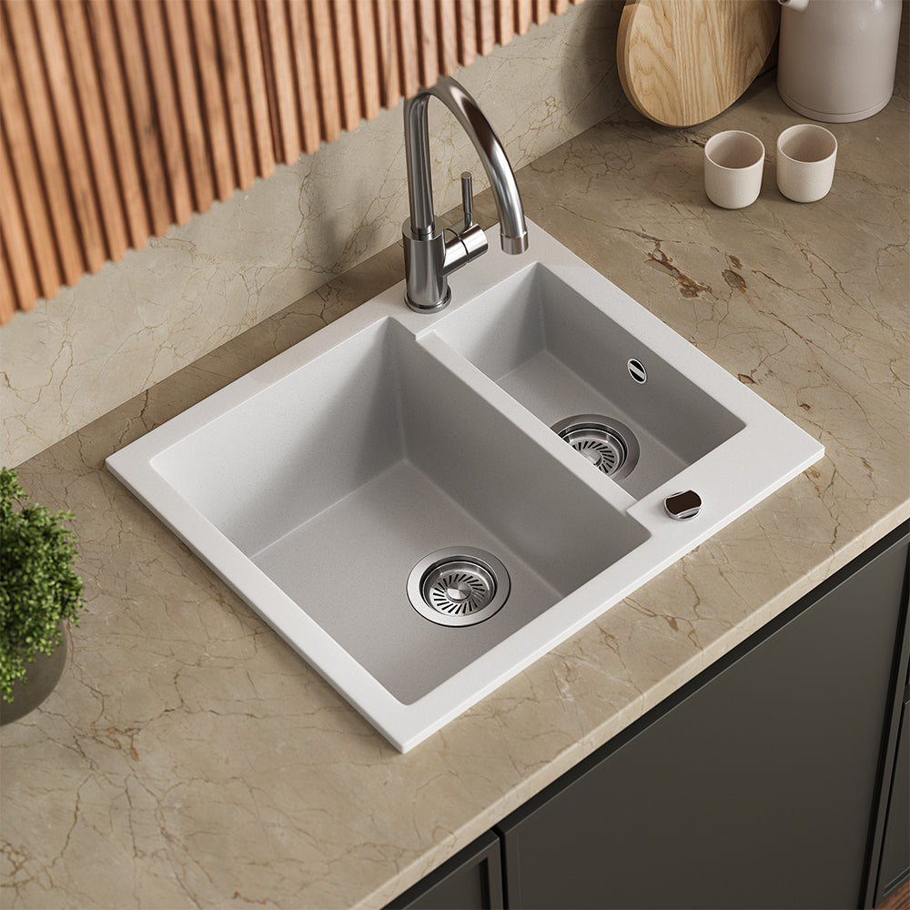 Bergström Lavello Bianco 58 x 50 cm con 2 lavelli