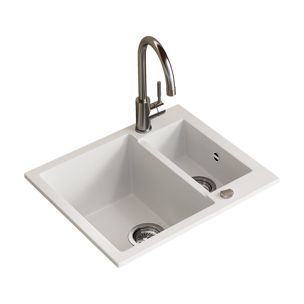 Bergström Lavello Bianco 58 x 50 cm con 2 lavelli