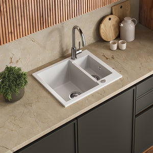 Bergström Lavello Bianco 58 x 50 cm con 2 lavelli