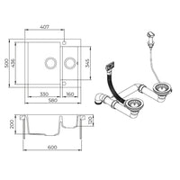 Bergström Lavello Grigio 58 x 50 cm con 2 lavelli
