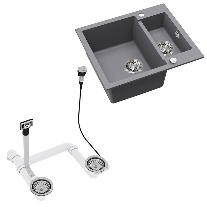 Bergström Lavello Grigio 58 x 50 cm con 2 lavelli