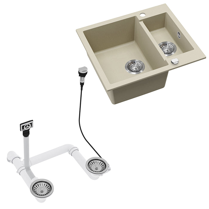 Bergström Lavello Beige 58 x 50 cm con 2 lavelli