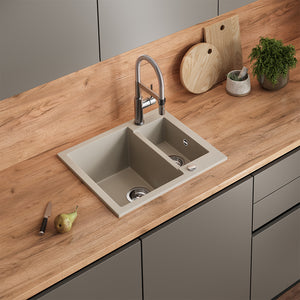 Bergström Lavello Beige 58 x 50 cm con 2 lavelli