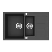 Bergström Lavello Nero 80 x 50 cm con 2 lavandini e zona di asciugatura