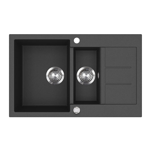 Bergström Lavello Nero 80 x 50 cm con 2 lavandini e zona di asciugatura