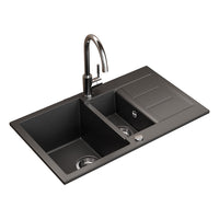 Bergström Lavello Nero 80 x 50 cm con 2 lavandini e zona di asciugatura