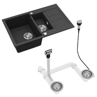 Bergström Lavello Nero 80 x 50 cm con 2 lavandini e zona di asciugatura