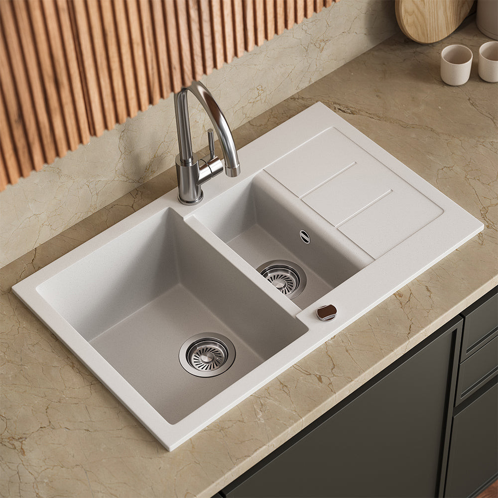 Bergström Lavello Bianco 80 x 50 cm con 2 lavandini e zona di asciugatura