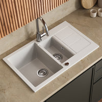 Bergström Lavello Bianco 80 x 50 cm con 2 lavandini e zona di asciugatura