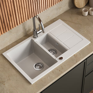 Bergström Lavello Bianco 80 x 50 cm con 2 lavandini e zona di asciugatura