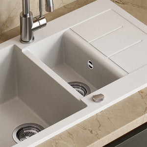 Bergström Lavello Bianco 80 x 50 cm con 2 lavandini e zona di asciugatura