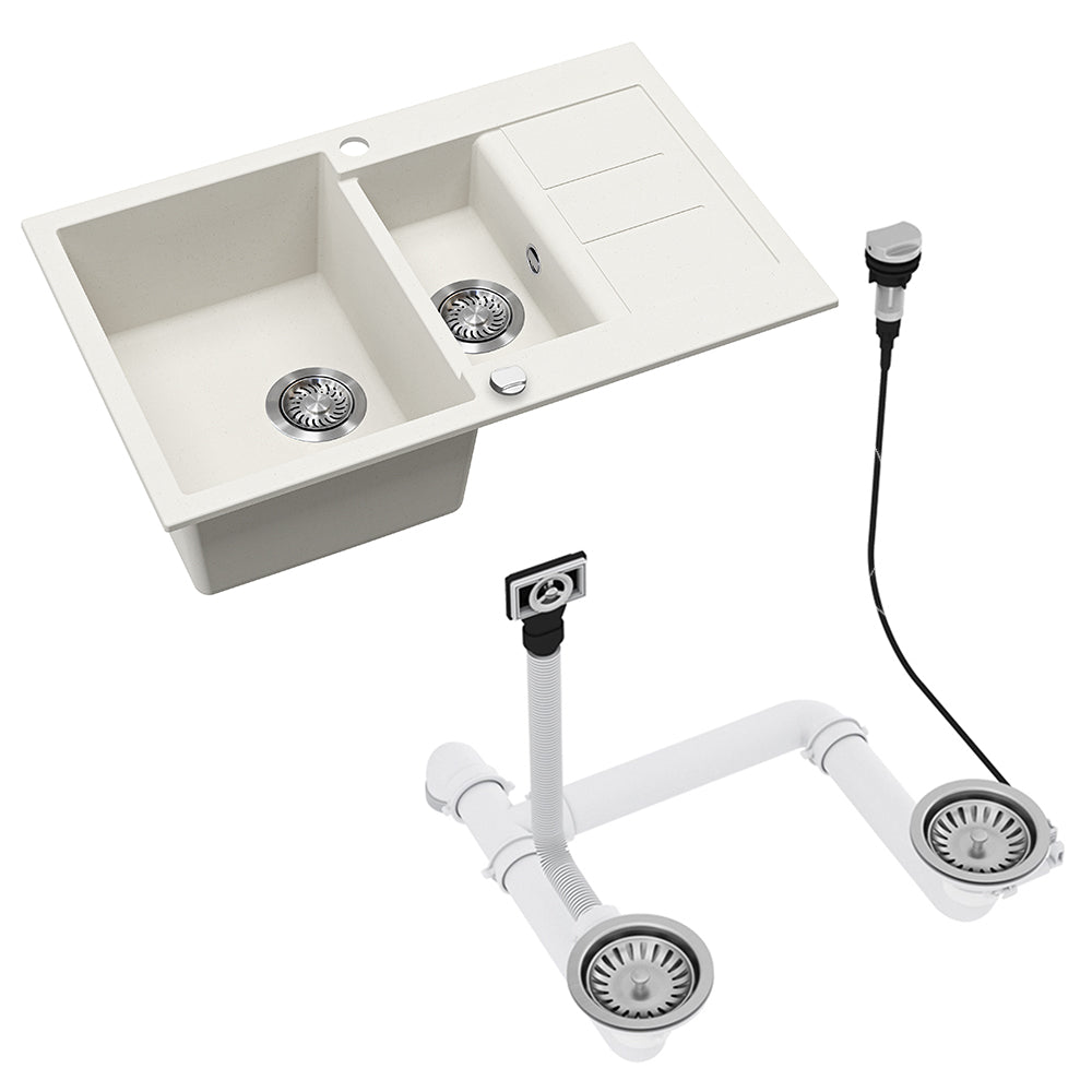 Bergström Lavello Bianco 80 x 50 cm con 2 lavandini e zona di asciugatura