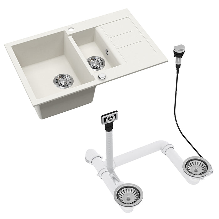 Bergström Lavello Bianco 80 x 50 cm con 2 lavandini e zona di asciugatura