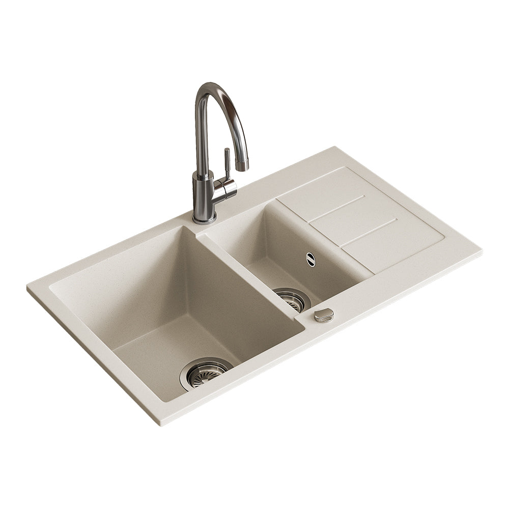 Bergström Lavello Bianco 80 x 50 cm con 2 lavandini e zona di asciugatura