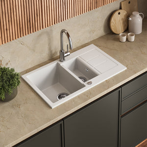 Bergström Lavello Bianco 80 x 50 cm con 2 lavandini e zona di asciugatura