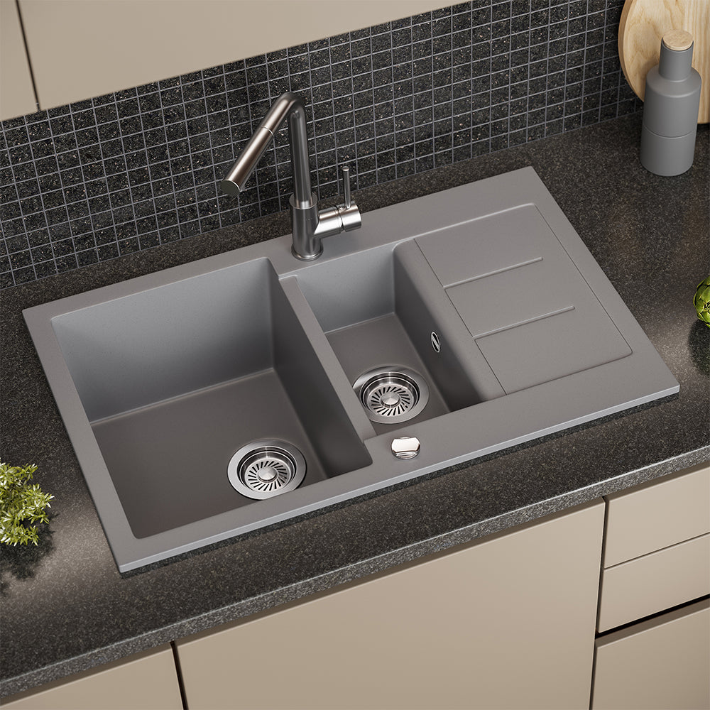 Bergström Lavello Grigio 80 x 50 cm con area di asciugatura