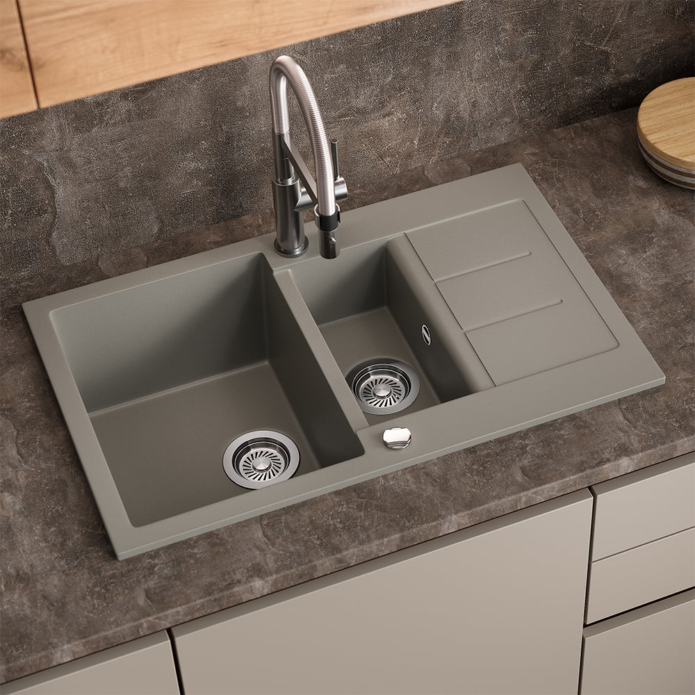 Bergström Lavello Calcestruzzo 80 x 50 cm con area di asciugatura