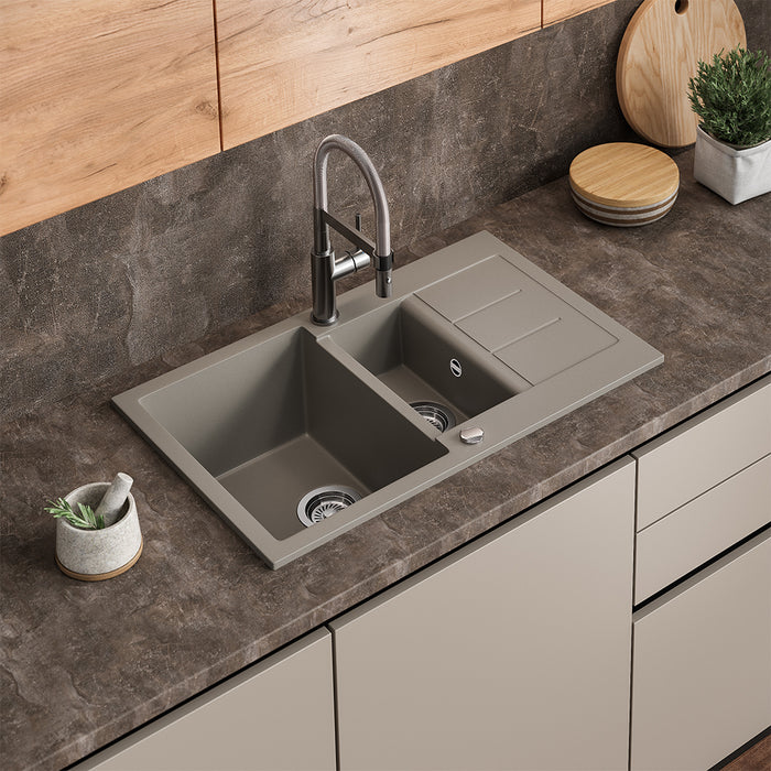 Bergström Lavello Calcestruzzo 80 x 50 cm con area di asciugatura