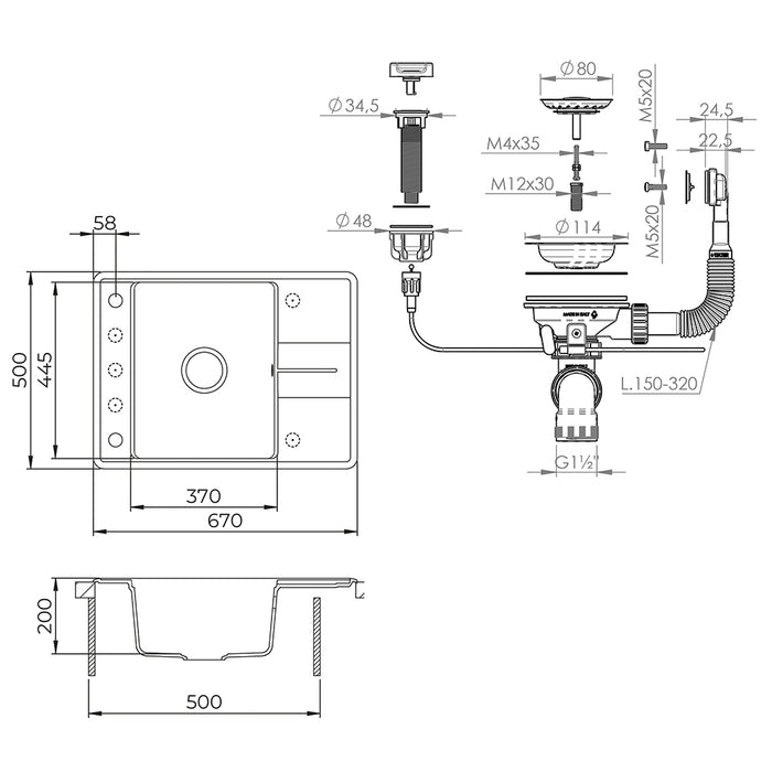 Bergström Lavello Nero 67 x 50 cm