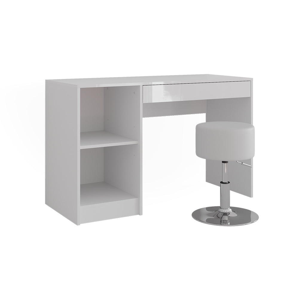 Vicco Tavolo da toeletta Bianco/bianco lucido 119.8 cm con sgabello