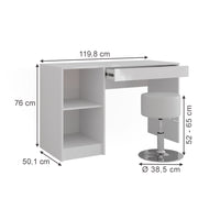Vicco Tavolo da toeletta Bianco/bianco lucido 119.8 cm con sgabello