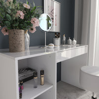 Vicco Tavolo da toeletta Bianco/bianco lucido 119.8 cm con sgabello