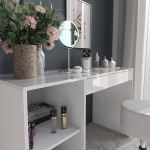 Vicco Tavolo da toeletta Bianco/bianco lucido 119.8 cm con sgabello