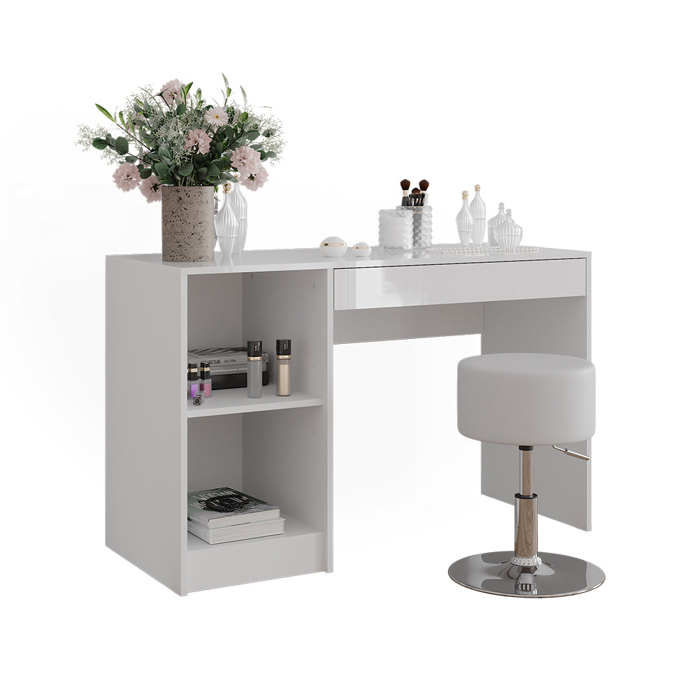 Vicco Tavolo da toeletta Bianco/bianco lucido 119.8 cm con sgabello