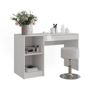 Vicco Tavolo da toeletta Bianco/bianco lucido 119.8 cm con sgabello