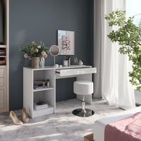 Vicco Tavolo da toeletta Bianco/bianco lucido 119.8 cm con sgabello