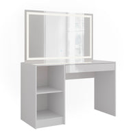 Vicco Tavolo da toeletta Bianco/bianco lucido 119.8 cm con specchio LED