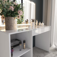 Vicco Tavolo da toeletta Bianco/bianco lucido 119.8 cm con specchio LED